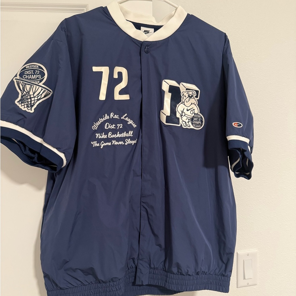 Nike Blue and White Men's varsity woven Shirt